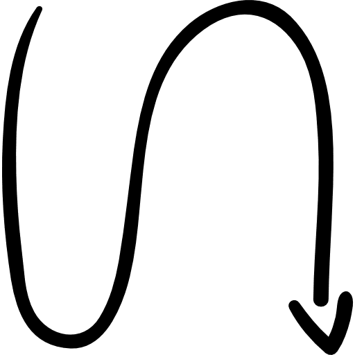 Curved arrow down arrow curve trajectory icon