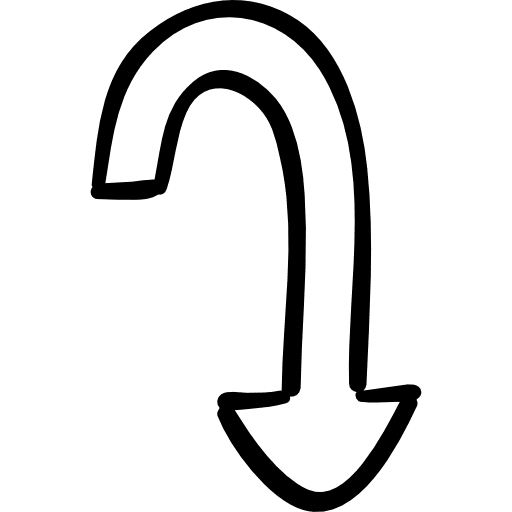 Curved downward arrow curve turned down arrow icon