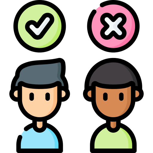 Discussion debate check mark boy icon Discussion debate check mark boy icon