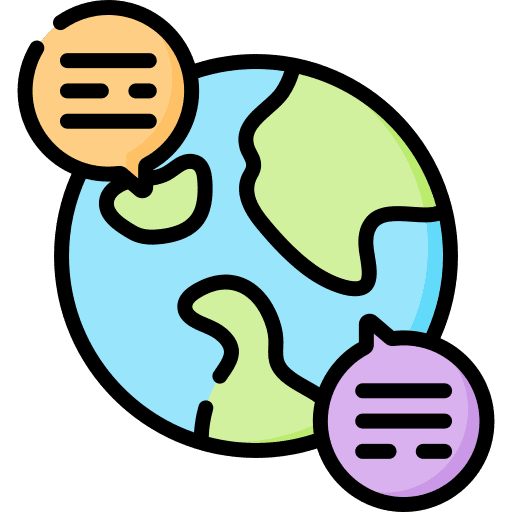 Conference globe speech bubble global icon Conference globe speech bubble global icon