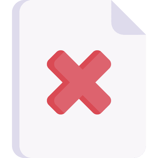 Rejected files and folders document paper icon