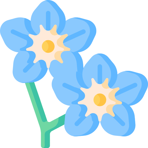 Alpine forget me not blossom petals botanical icon Alpine forget me not blossom petals botanical icon