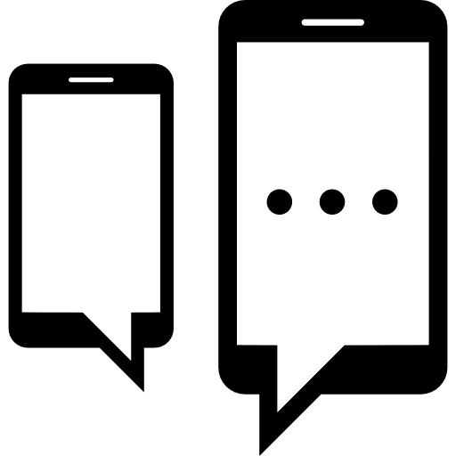 Chat between two smartphones chatting tools and utensils cellphone icon