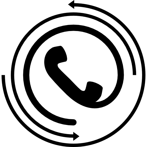 Telephone receiver with circular arrows arrow telephone tools and utensils icon