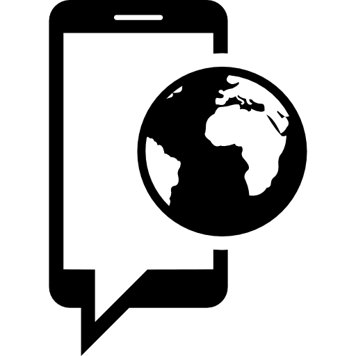 Smartphone with internet connection mobile phone tools and utensils planet earth icon