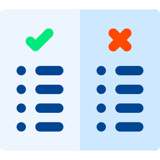 Pros and cons document list bad icon