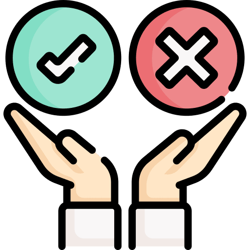 Decision making wrong hands dilemma icon