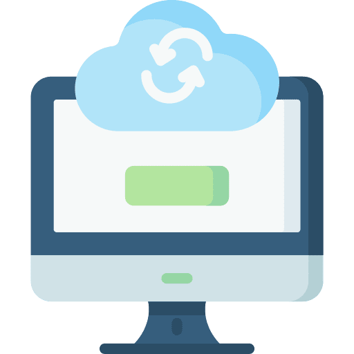 Data synchronization monitor seo and web sync icon