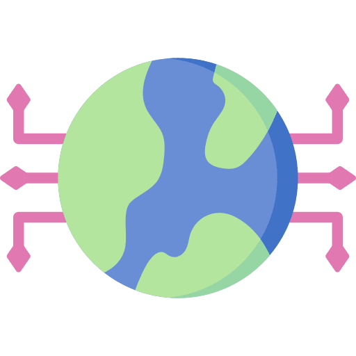 Global network reach world earth icon