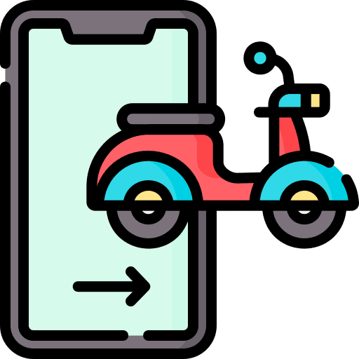 Delivery bike smartphone shipping and delivery motorbike icon Delivery bike smartphone shipping and delivery motorbike icon