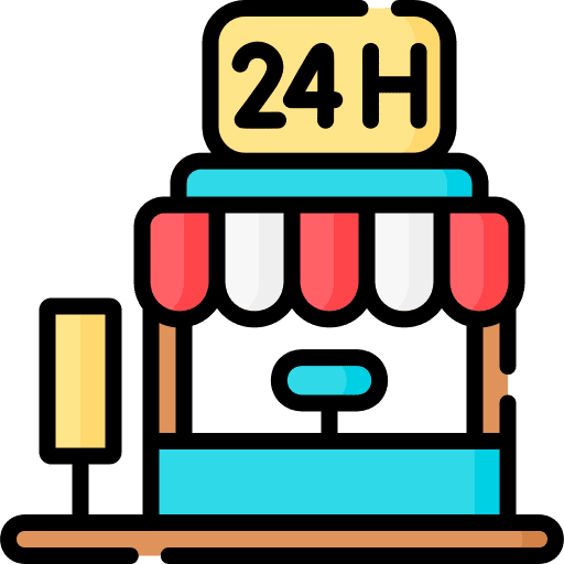 24 hours fast food food and restaurant street food icon 24 hours fast food food and restaurant street food icon