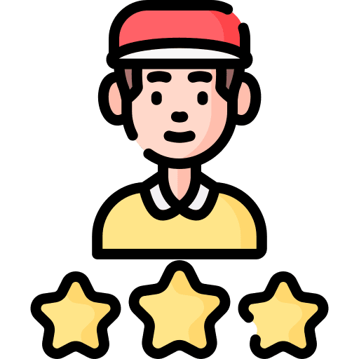Delivery man customer experience feedback testimonial icon Delivery man customer experience feedback testimonial icon