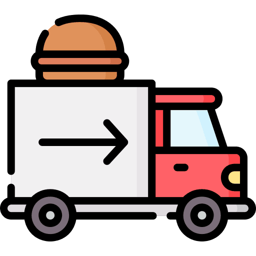 Delivery truck food tray truck packaging icon Delivery truck food tray truck packaging icon