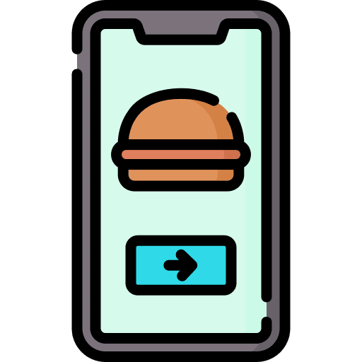 Online order mobile smartphone food icon Online order mobile smartphone food icon