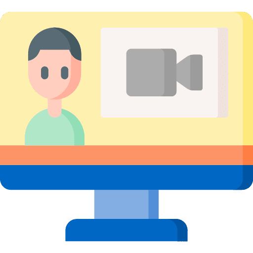 Online meeting video man computer icon Online meeting video man computer icon