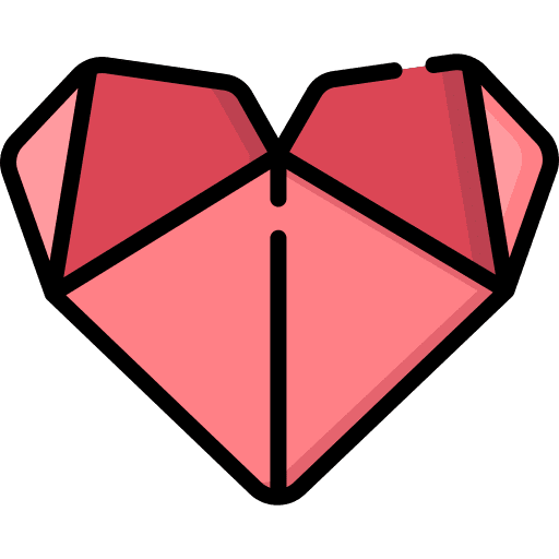 Heart fold paper art and design icon