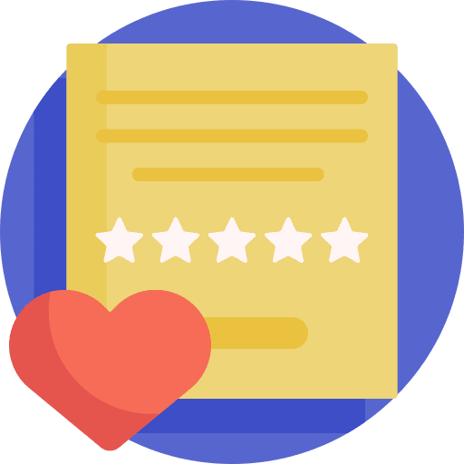 Positive review heart rating marketing icon Positive review heart rating marketing icon