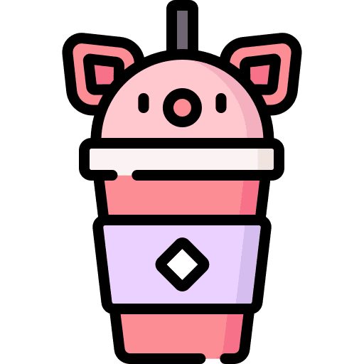 Bubble tea pig glass boba icon Bubble tea pig glass boba icon