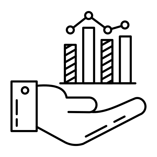 Hand hand statistics line graph icon