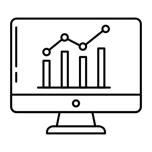 Monitor screen analysis line graph bar chart icon