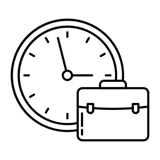 Clock briefcase work experiences suitcase icon