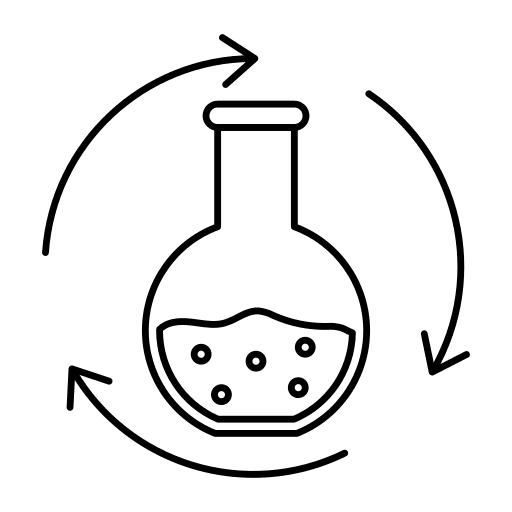 Flask chemical circular arrows flask icon