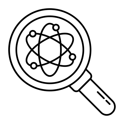Magnifying glass research nucleus search icon