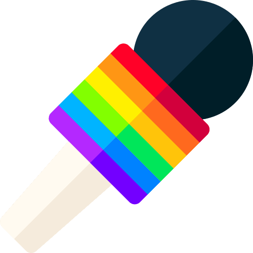 Microphone rainbow flag world pride day celebration icon Microphone rainbow flag world pride day celebration icon
