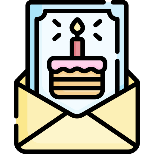 Birthday card invitation envelope birthday cake icon