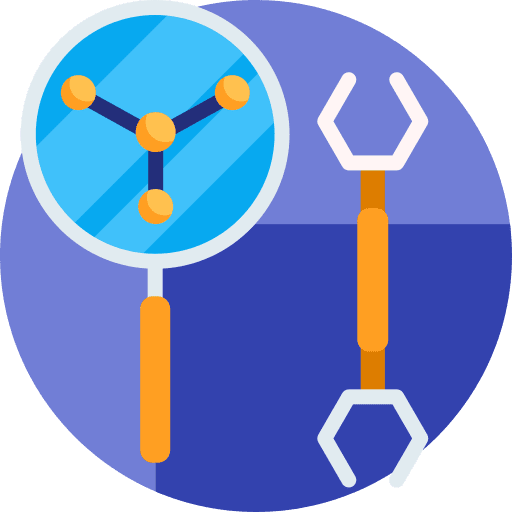 Loupe education chemistry atom icon Loupe education chemistry atom icon