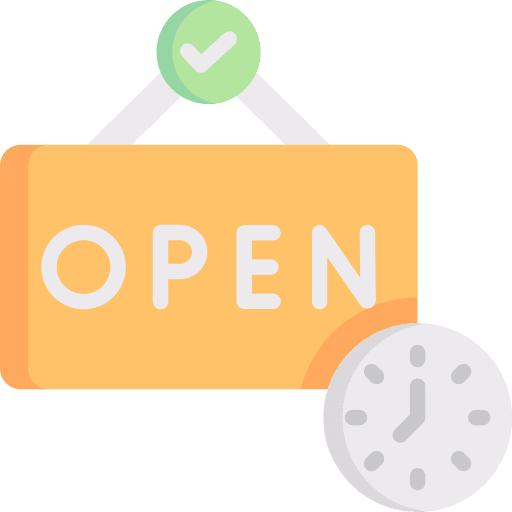 Opening hours signboard clock open icon