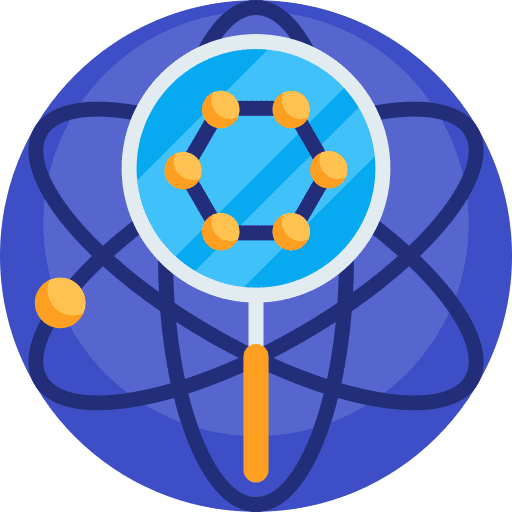 Science magnifier atom molecule icon Science magnifier atom molecule icon