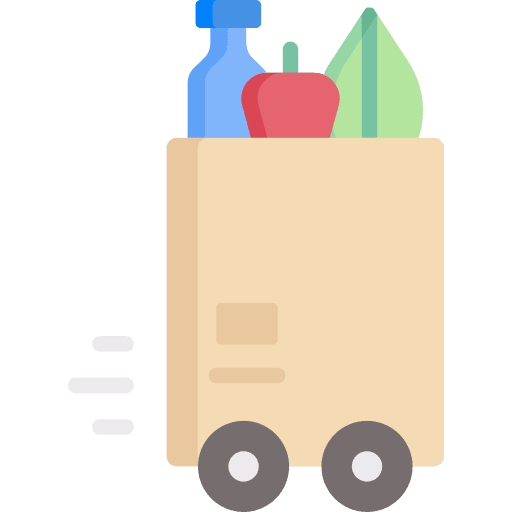 Grocery bag delivery shipping and delivery wheels icon Grocery bag delivery shipping and delivery wheels icon