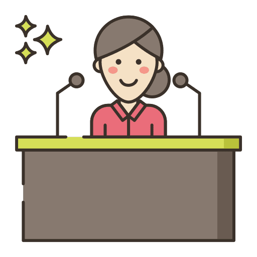 Press conference professions and jobs woman communications icon