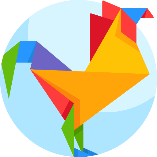 Rooster animal craft paper icon