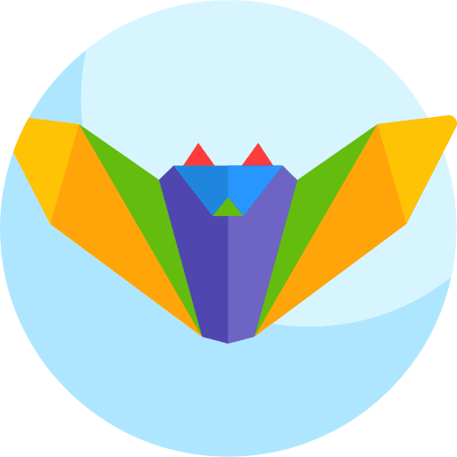 Bat animal fold art icon Bat animal fold art icon
