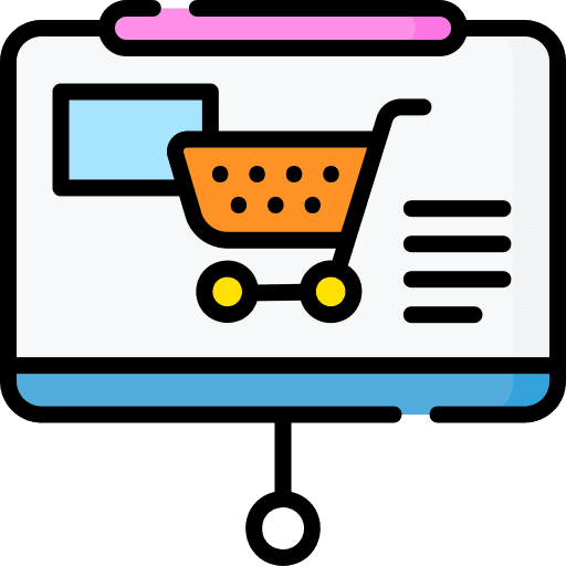 Presentation shopping cart stand shop icon Presentation shopping cart stand shop icon