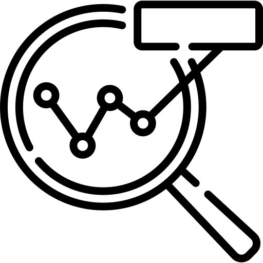 Analysis loupe business and finance graph icon