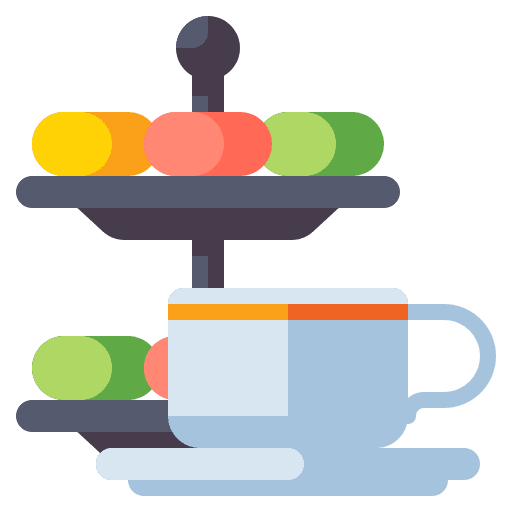 Afternoon tea food and restaurant cookie drink icon