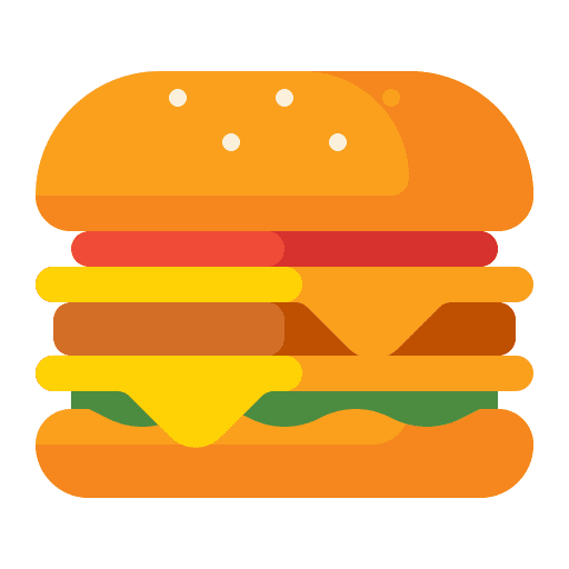 Burger sandwich food and restaurant hamburger salad icon