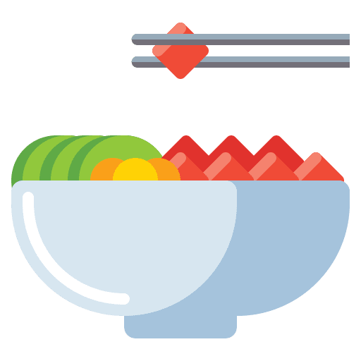 Poke cuisine chopsticks hawaii icon