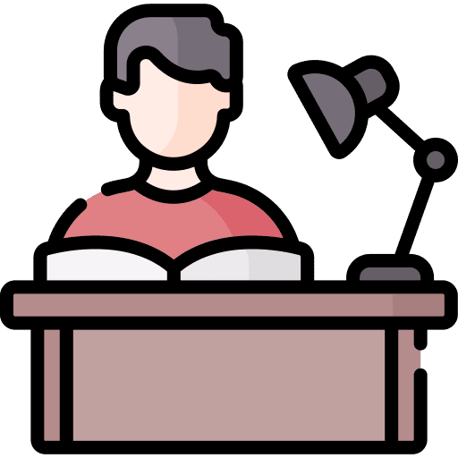 Study desk lamp literature people icon