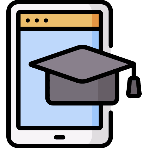 Online learning tablet mortarboard digital learning icon Online learning tablet mortarboard digital learning icon