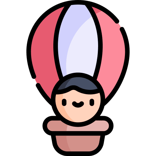 Hot air balloon kid trip vehicle icon Hot air balloon kid trip vehicle icon