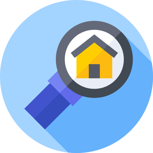 Real estate house loupe search icon Real estate house loupe search icon