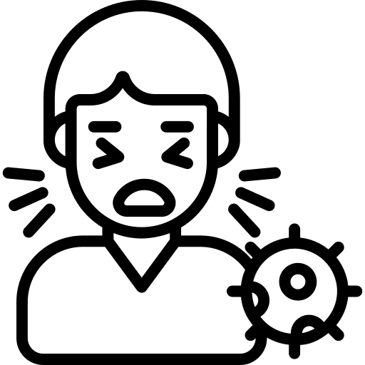 Man symptoms covid coronavirus icon