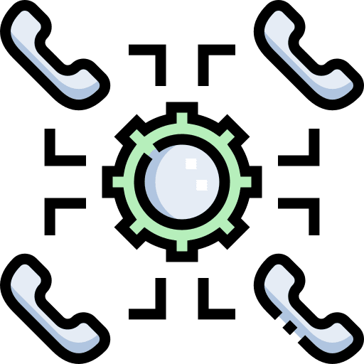 Call center gear network communications icon Call center gear network communications icon