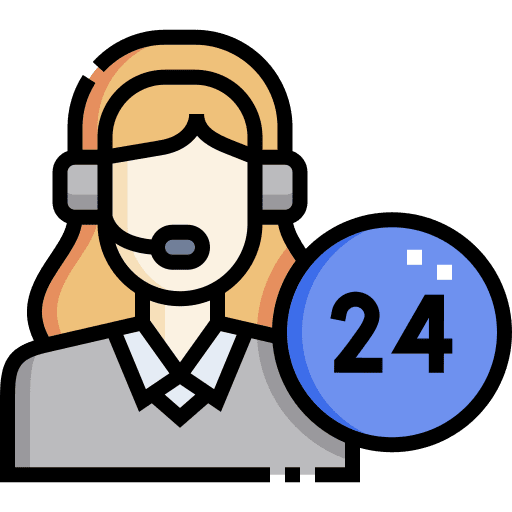 Customer service agent blonde microphone woman icon