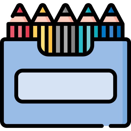 Colored pencils box draw art and design icon