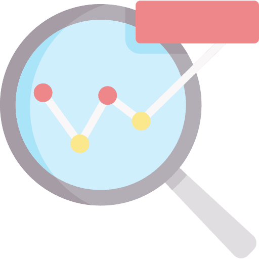 Analysis magnifier business and finance loupe icon